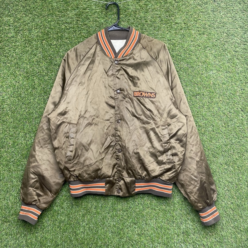 Vintage Cleveland Browns Chalk Line Jacket Mens Medium Satin Bomber NFL 90s